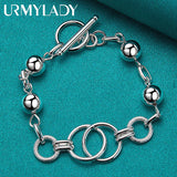 925 Silver Multi-Circle Ball Bead Chain Bracelet Wedding Party