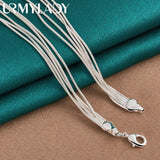 925 Silver Snake Chain Ball Beads Charm Necklace 18 Inch for Women