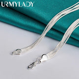 925 Silver Snake Chain Ball Beads Charm Necklace 18 Inch for Women