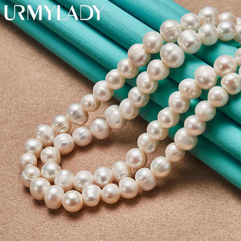 925 Silver Freshwater Pearl Necklace Wedding Party Charm