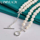 925 Silver Freshwater Pearl Necklace Wedding Party Charm
