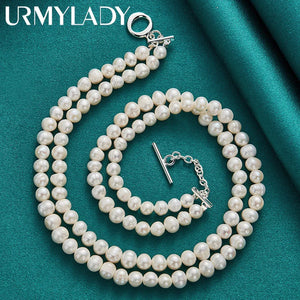 925 Silver Freshwater Pearl Necklace Wedding Party Charm