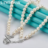 925 Silver Freshwater Pearl Necklace Wedding Party Charm