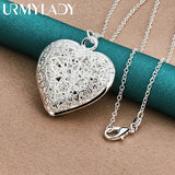 925 Silver Heart Charm Pendant Necklace Snake Chain Wedding Jewelry