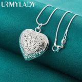 925 Silver Heart Charm Pendant Necklace Snake Chain Wedding Jewelry
