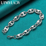 925 Silver Pig Nose Chain Bracelet Wedding Party Jewelry