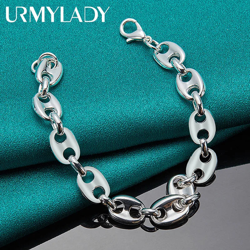 925 Silver Pig Nose Chain Bracelet Wedding Party Jewelry