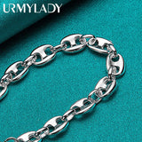 925 Silver Pig Nose Chain Bracelet Wedding Party Jewelry