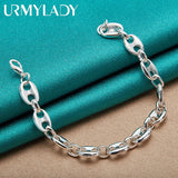 925 Silver Pig Nose Chain Bracelet Wedding Party Jewelry