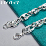 925 Silver Pig Nose Chain Bracelet Wedding Party Jewelry
