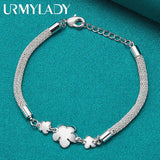 925 Silver Plum Flower Bracelet Wedding Party Gift Jewelry