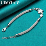 925 Silver Plum Flower Bracelet Wedding Party Gift Jewelry