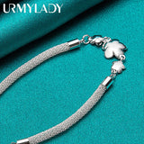 925 Silver Plum Flower Bracelet Wedding Party Gift Jewelry