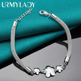925 Silver Plum Flower Bracelet Wedding Party Gift Jewelry