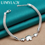 925 Silver Plum Flower Bracelet Wedding Party Gift Jewelry