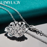 925 Silver Rose Pendant Necklace for Women
