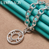 925 Sterling Silver Round Pendant Necklace 18 Inch