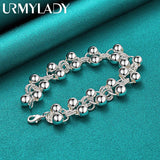 925 Silver Round Ball Beads Chain Bracelet For Women Wedding Jewelry