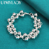 925 Silver Round Ball Beads Chain Bracelet For Women Wedding Jewelry