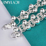 925 Silver Round Ball Beads Chain Bracelet For Women Wedding Jewelry