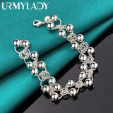 925 Silver Round Ball Beads Chain Bracelet For Women Wedding Jewelry