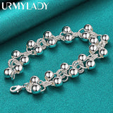 925 Silver Round Ball Beads Chain Bracelet For Women Wedding Jewelry