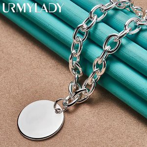 925 Silver Round Pendant Necklace for Women