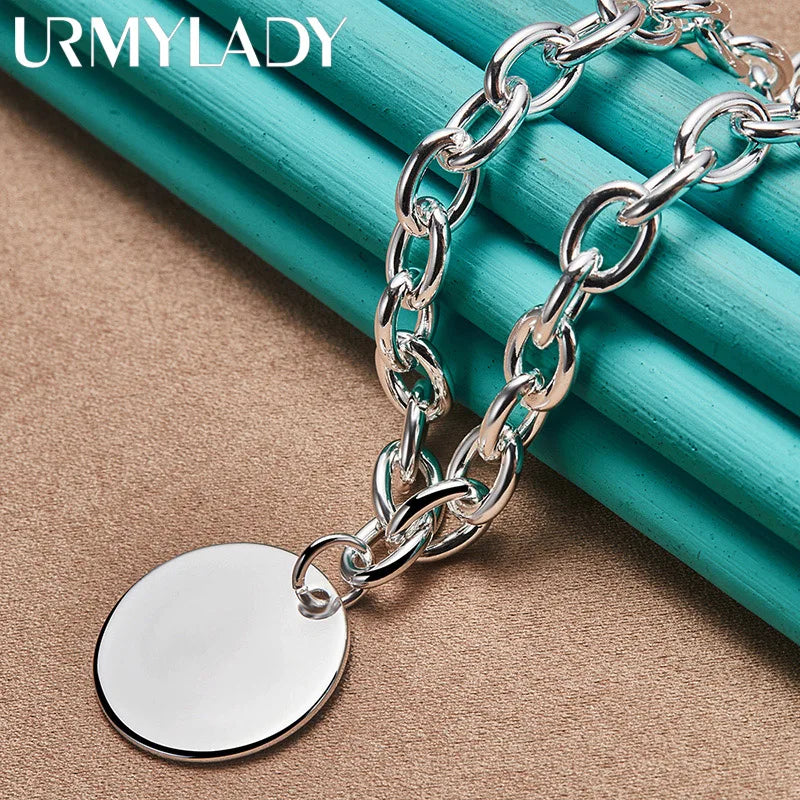 925 Silver Round Pendant Necklace for Women