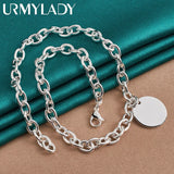 925 Silver Round Pendant Necklace for Women