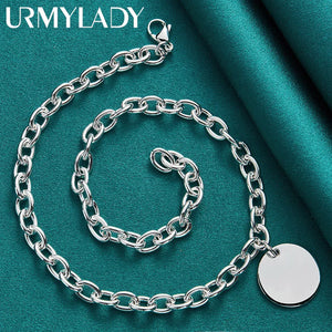 925 Silver Round Pendant Necklace for Women