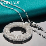 925 Silver Round Circle Pendant Necklace for Women Wedding Party Jewelry
