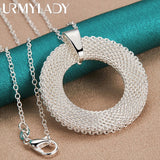 925 Silver Round Circle Pendant Necklace for Women Wedding Party Jewelry