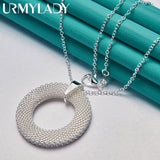 925 Silver Round Circle Pendant Necklace for Women Wedding Party Jewelry