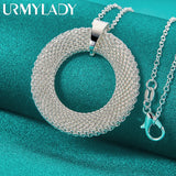 925 Silver Round Circle Pendant Necklace for Women Wedding Party Jewelry