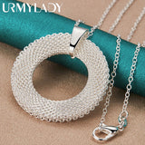 925 Silver Round Circle Pendant Necklace for Women Wedding Party Jewelry