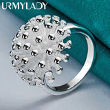 925 Silver Round Coral Ring For Women Wedding Engagement