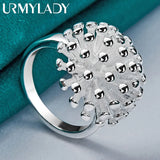 925 Silver Round Coral Ring For Women Wedding Engagement