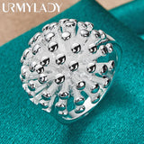 925 Silver Round Coral Ring For Women Wedding Engagement