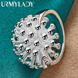925 Silver Round Coral Ring For Women Wedding Engagement
