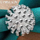 925 Silver Round Coral Ring For Women Wedding Engagement