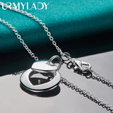 925 Silver Heart Buckle Pendant Necklace 16-30 Inch