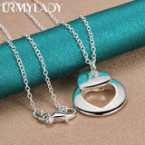 925 Silver Heart Buckle Pendant Necklace 16-30 Inch