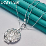925 Silver Picture Frame Pendant Necklace for Women