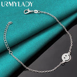 925 Silver Smiling Face Bracelet Women Wedding Charm Jewelry