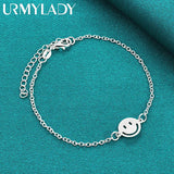 925 Silver Smiling Face Bracelet Women Wedding Charm Jewelry