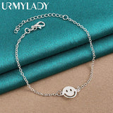925 Silver Smiling Face Bracelet Women Wedding Charm Jewelry