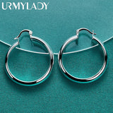925 Silver Round Smooth Ring Earrings for Women