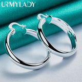 925 Silver Round Smooth Ring Earrings for Women
