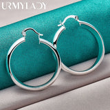 925 Silver Round Smooth Ring Earrings for Women