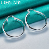 925 Silver Round Smooth Ring Earrings for Women